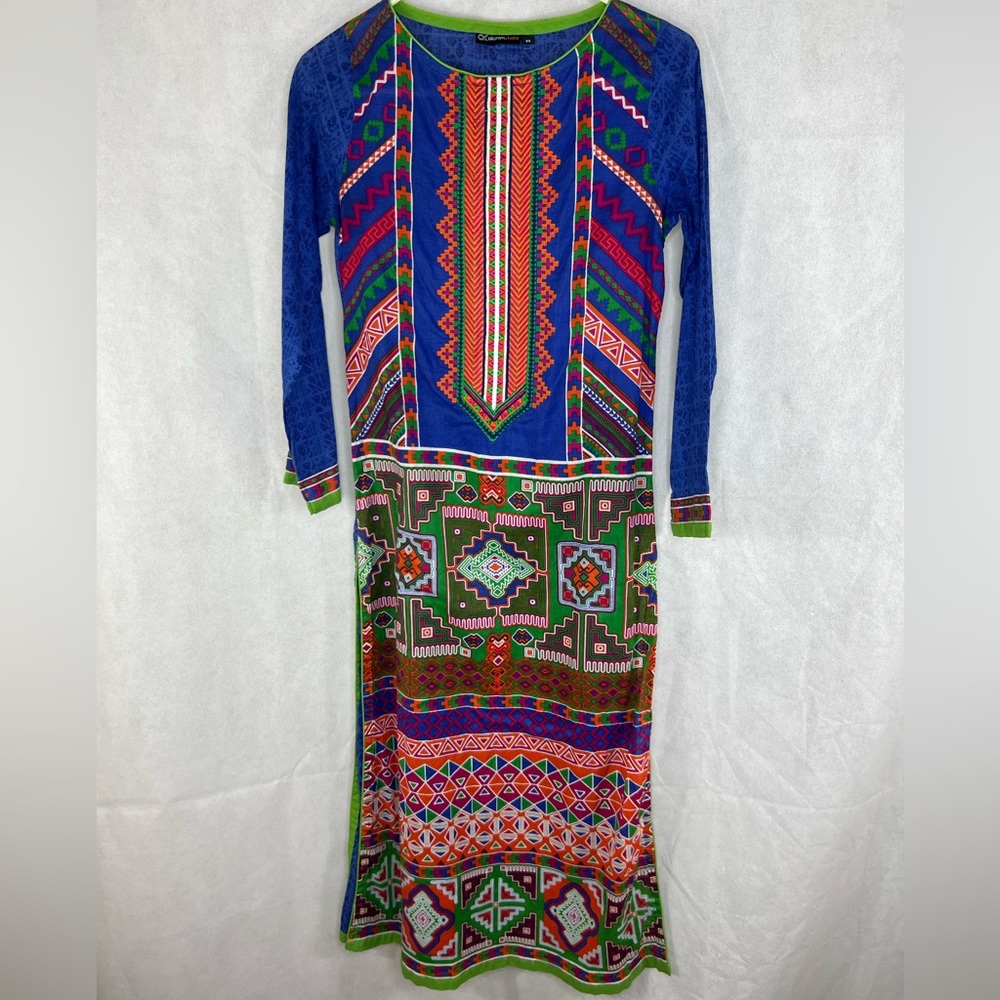 Embroidered colorful Ethnic Dress Shirt Tunic Alkaram Studio Xs.